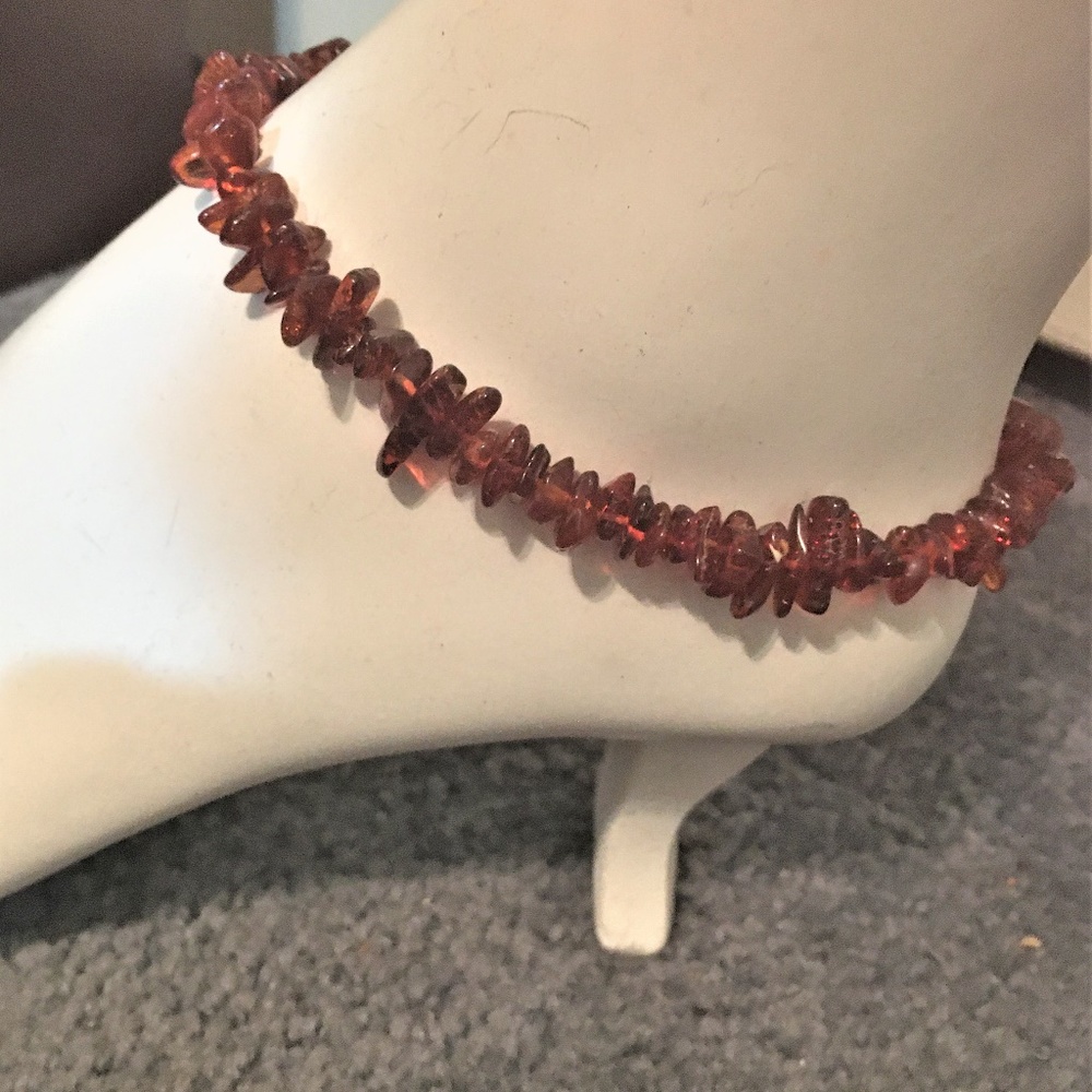 Amber Chip Adjustable Anklet #1341